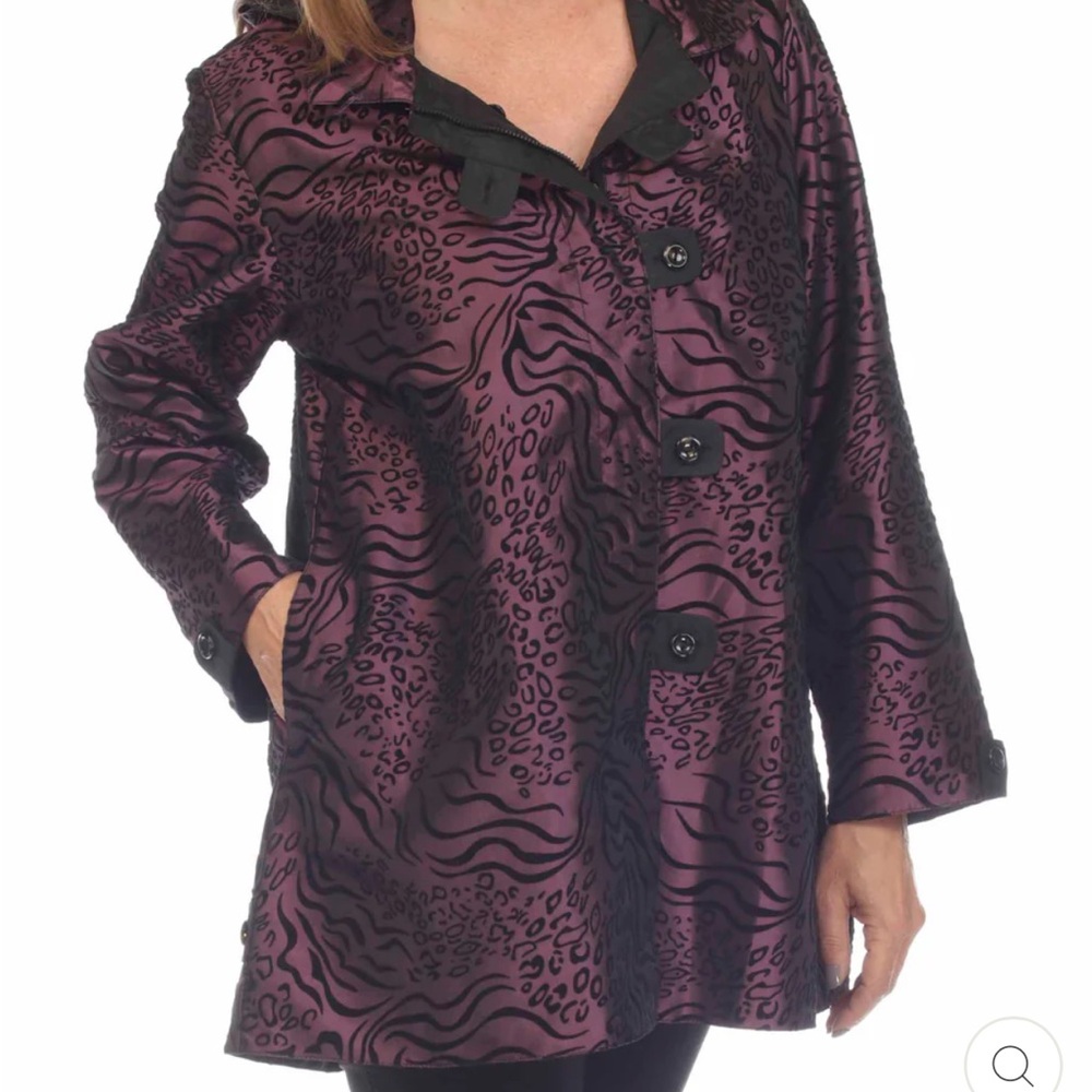 NWT Oopera Reversible Jacket LARGE Style J2302RW-3 Purple/Black Leopard Cheetah